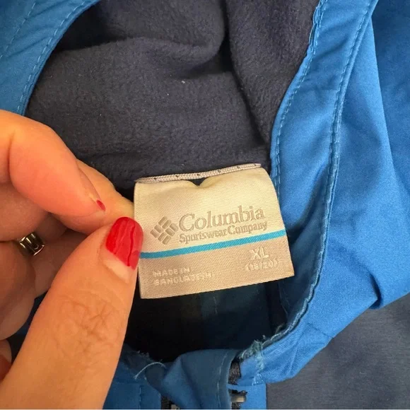Columbia Jacket Coat Omni Tech Hood Fleece Lined Size XL Blue